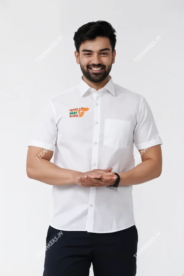 Karunai Kadaley Kandha Potri HD Printed Mens Half sleeve White Shirt | கருணை கடலே கந்தா போற்றி
